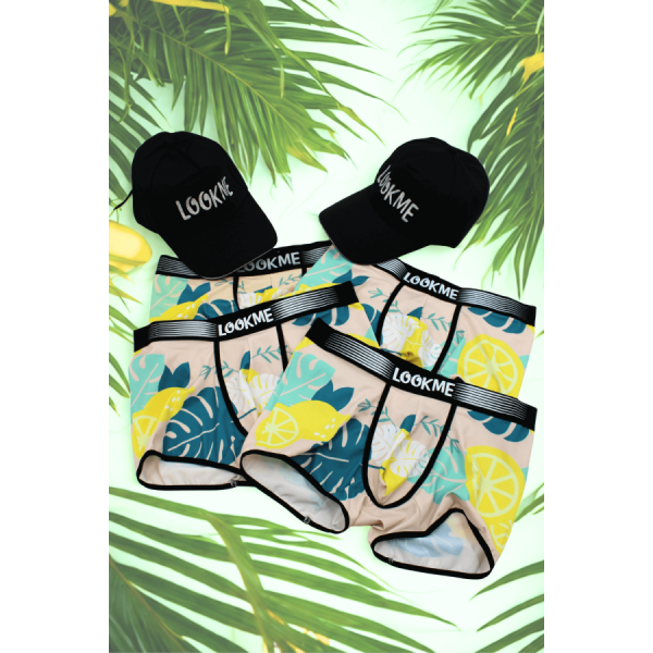 Pack 4 Boxer LM2402-67LEM LOOKME + 2 Casquettes Offertes